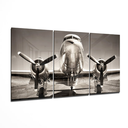 Plane glass wall art aviation design