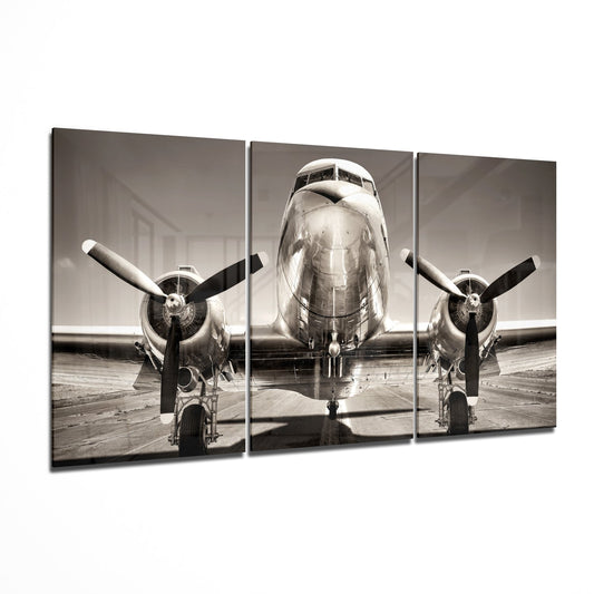 Plane glass wall art aviation design