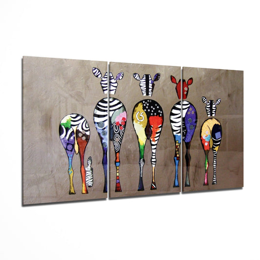 Zebras glass wall art 3 piece wildlife print