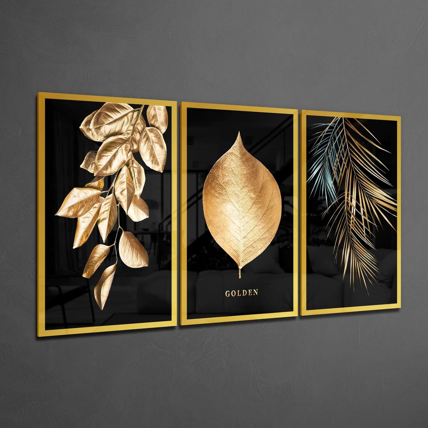 Golden Glass Wall Art