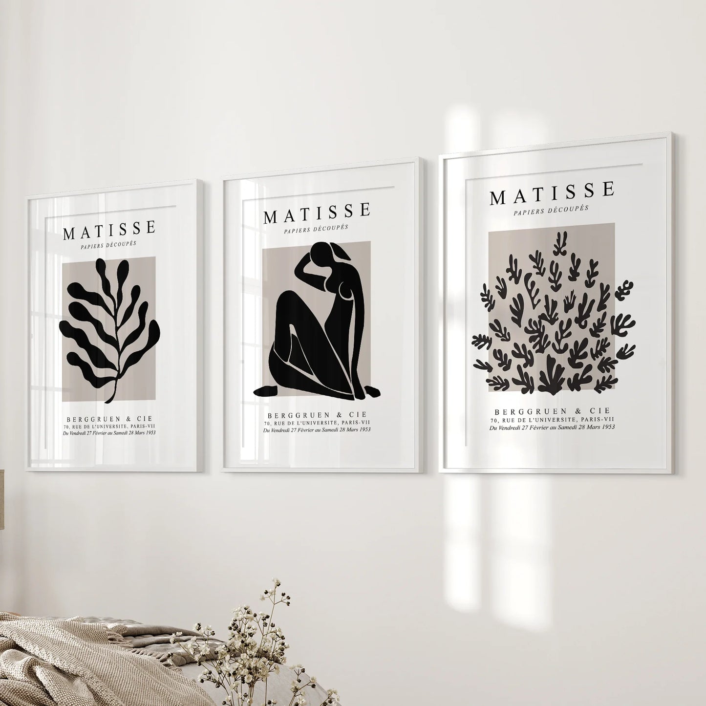 Modern Cut-Out Figure and Botanical Wall Art Set of 3