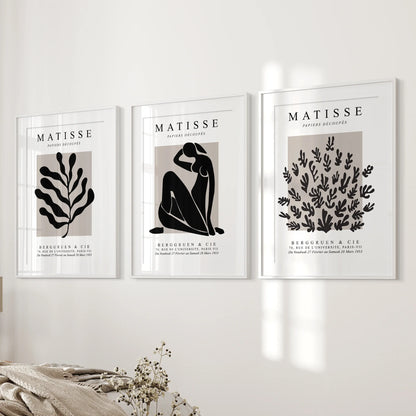 Modern Cut-Out Figure and Botanical Wall Art Set of 3