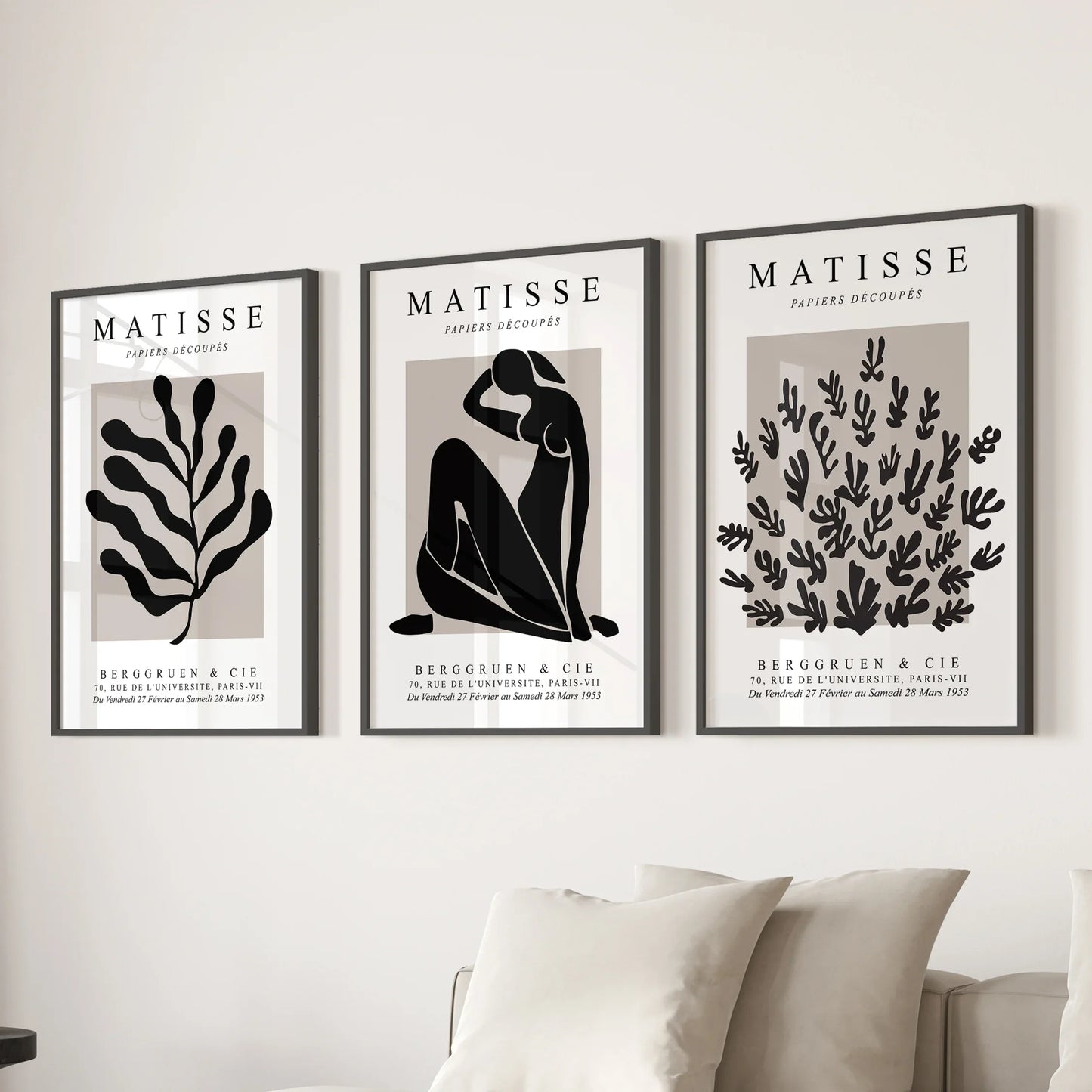 Modern Cut-Out Figure and Botanical Wall Art Set of 3