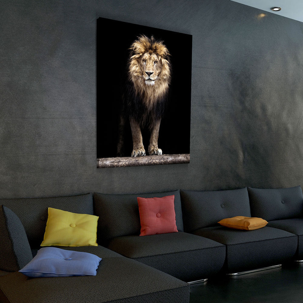 Mighty African lion canvas wall art, gallery-wrapped safari animal decor