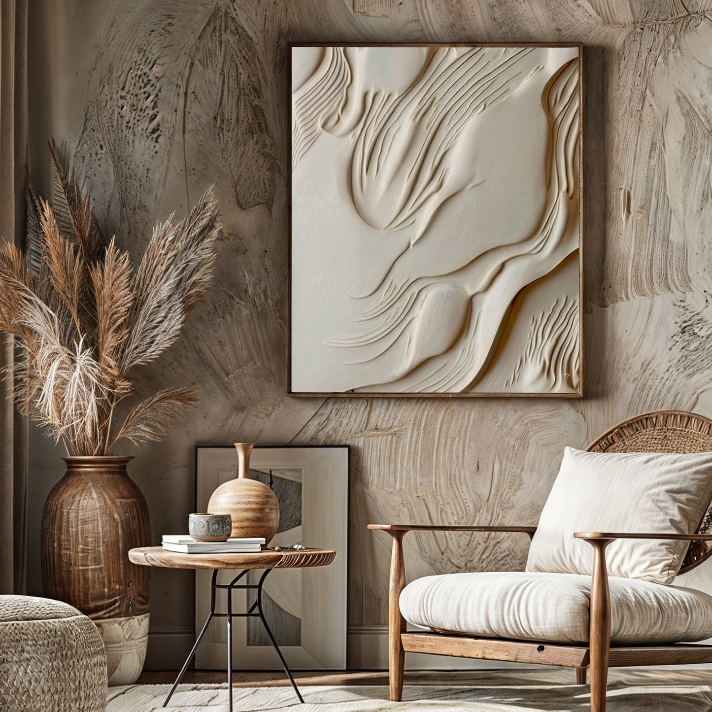 Milk Valley Monochromatic Abstract Canvas Wall Art