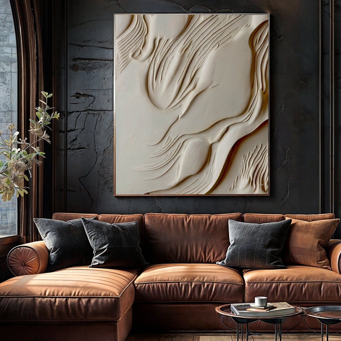 Milk Valley Monochromatic Abstract Canvas Wall Art
