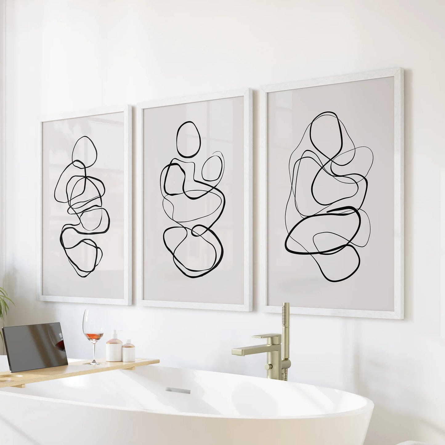 Abstract Figure Line Art Wall Art Set of 3 Minimalist Prints