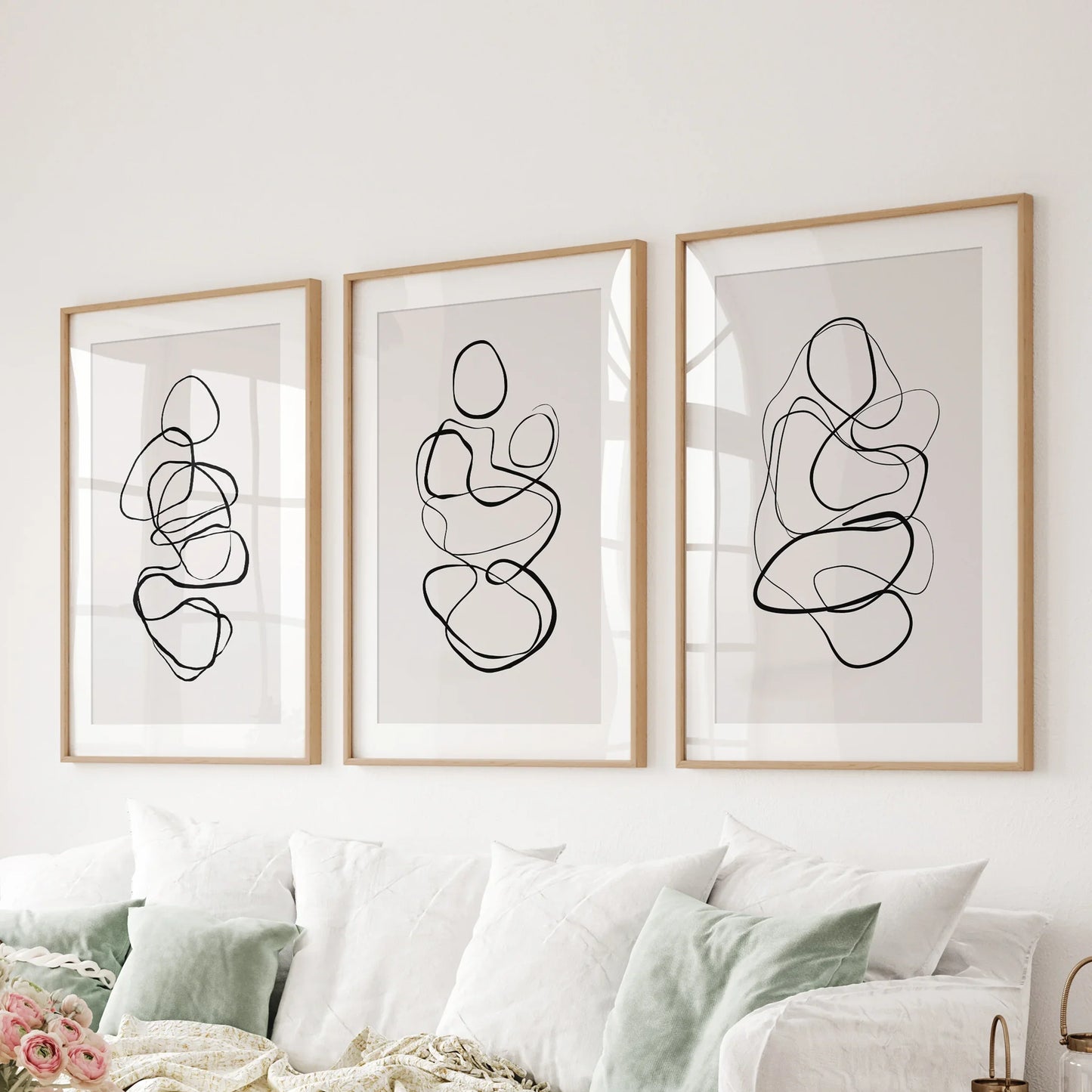 Abstract Figure Line Art Wall Art Set of 3 Minimalist Prints