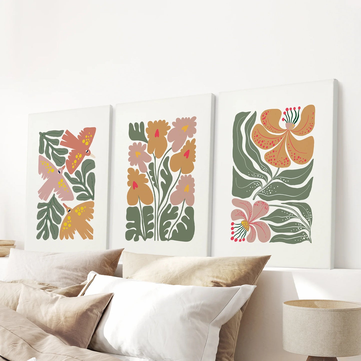 Retro Abstract Botanical Wall Art Set of 3