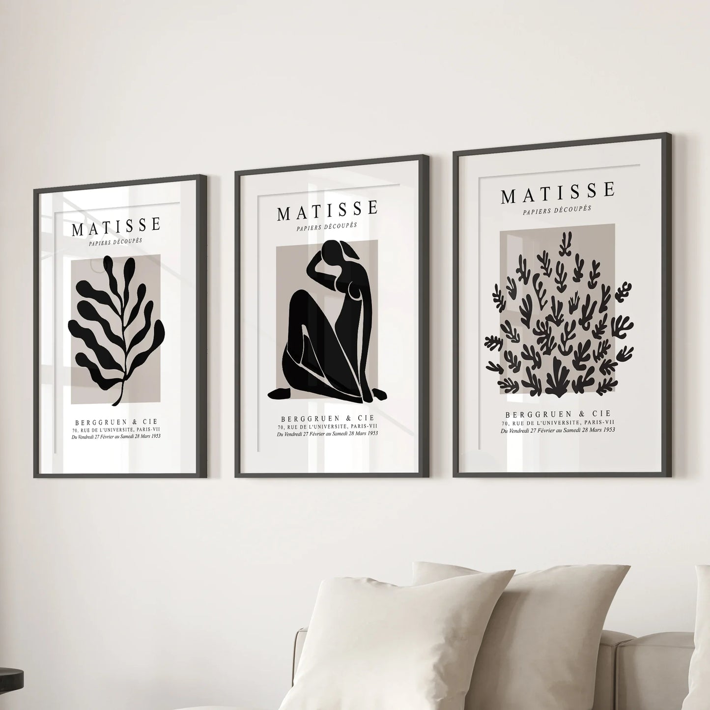Modern Cut-Out Figure and Botanical Wall Art Set of 3