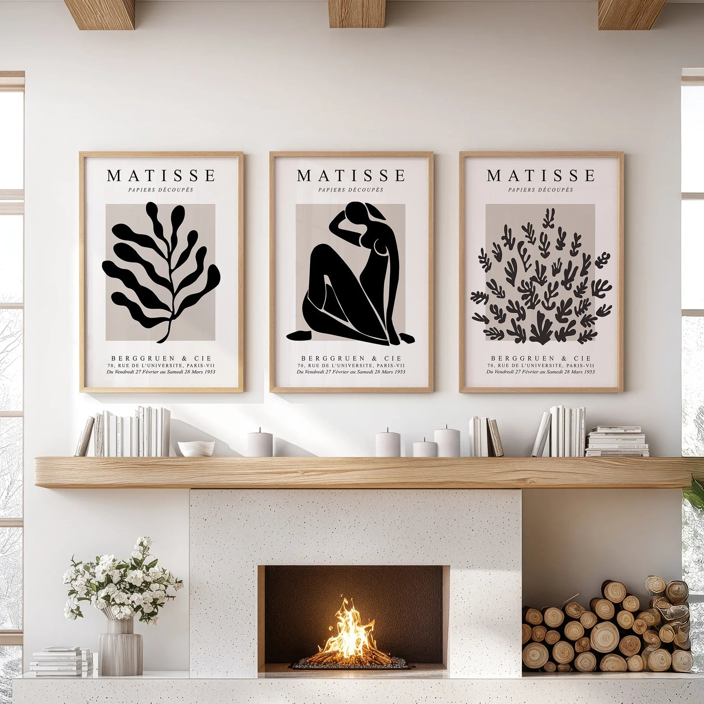 Modern Cut-Out Figure and Botanical Wall Art Set of 3