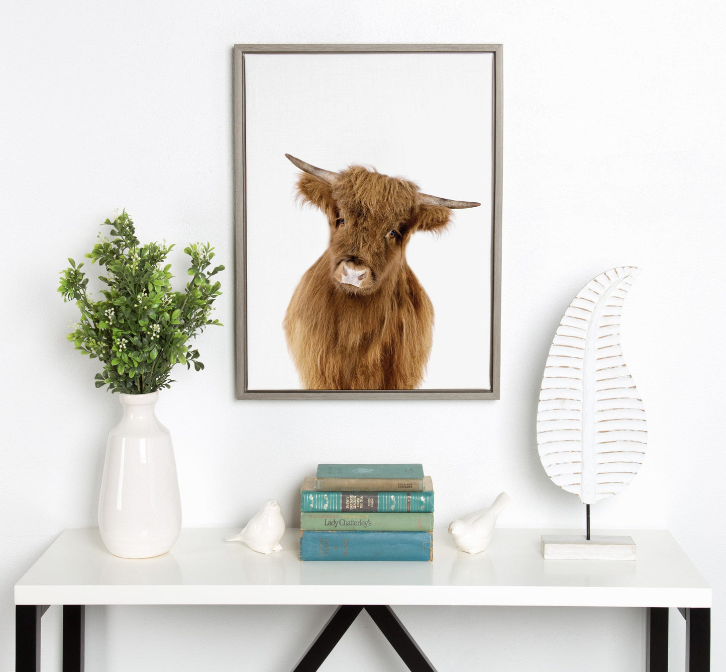 Highland Cow Framed Canvas Wall Art, Farmhouse Decor