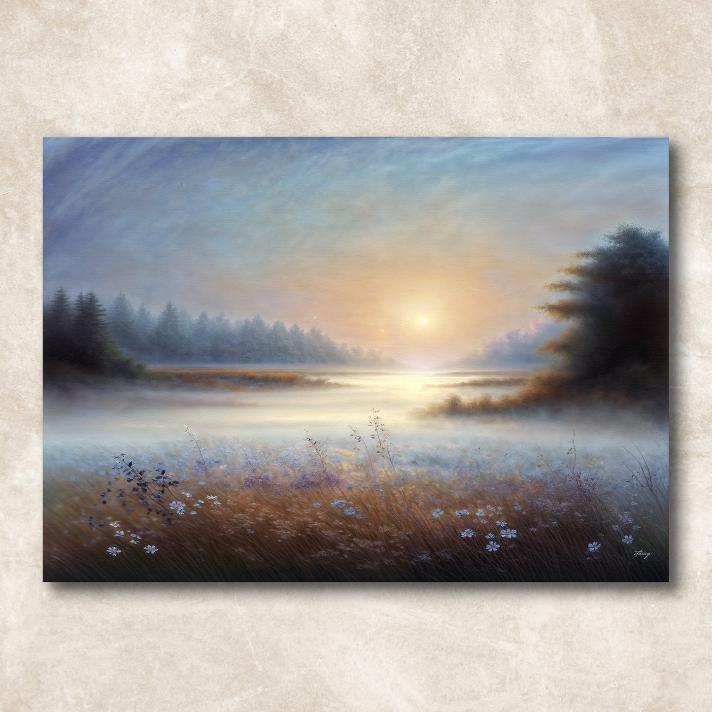 Misty Serenade Landscape Canvas Wall Art