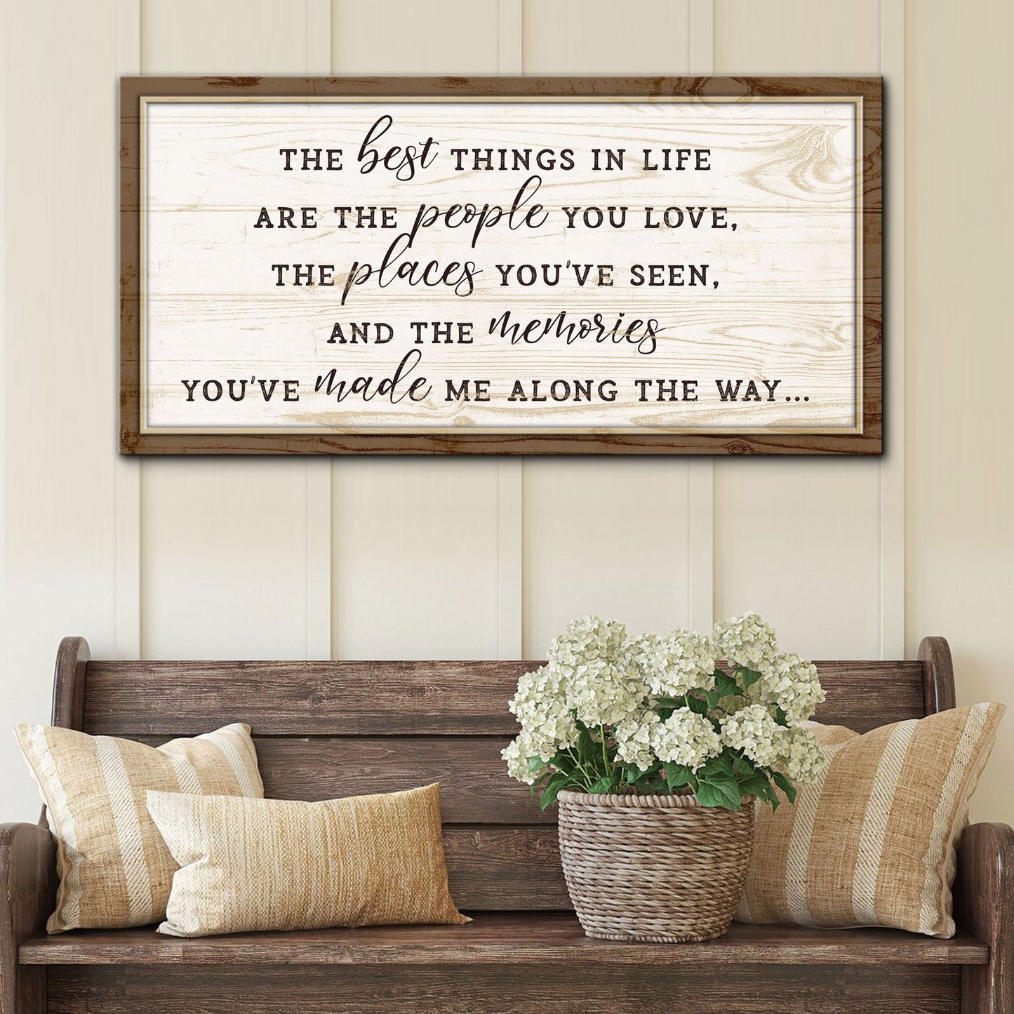 The Best Things in Life canvas wall art sign for living room or hallway decor