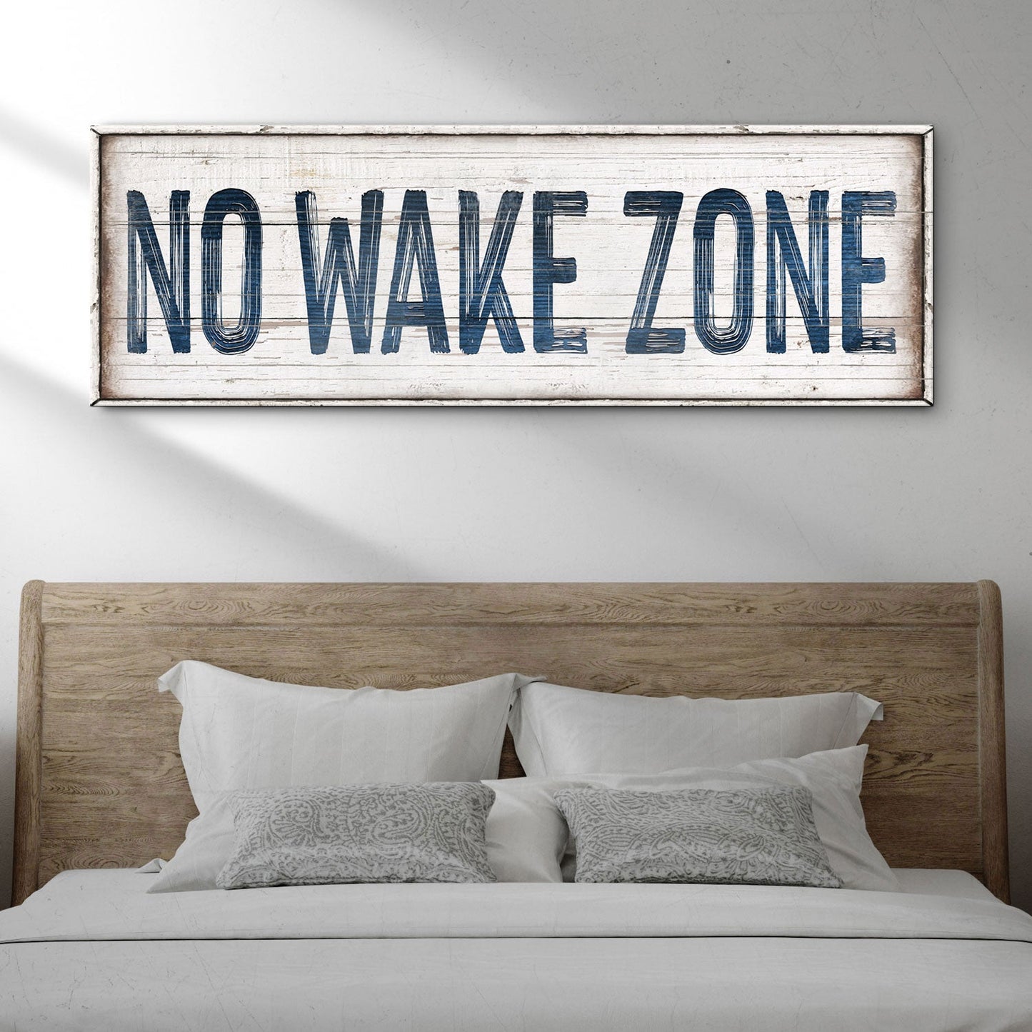 No Wake Zone lake house canvas wall sign for waterfront decor