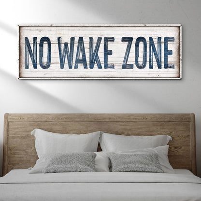No Wake Zone lake house canvas wall sign for waterfront decor