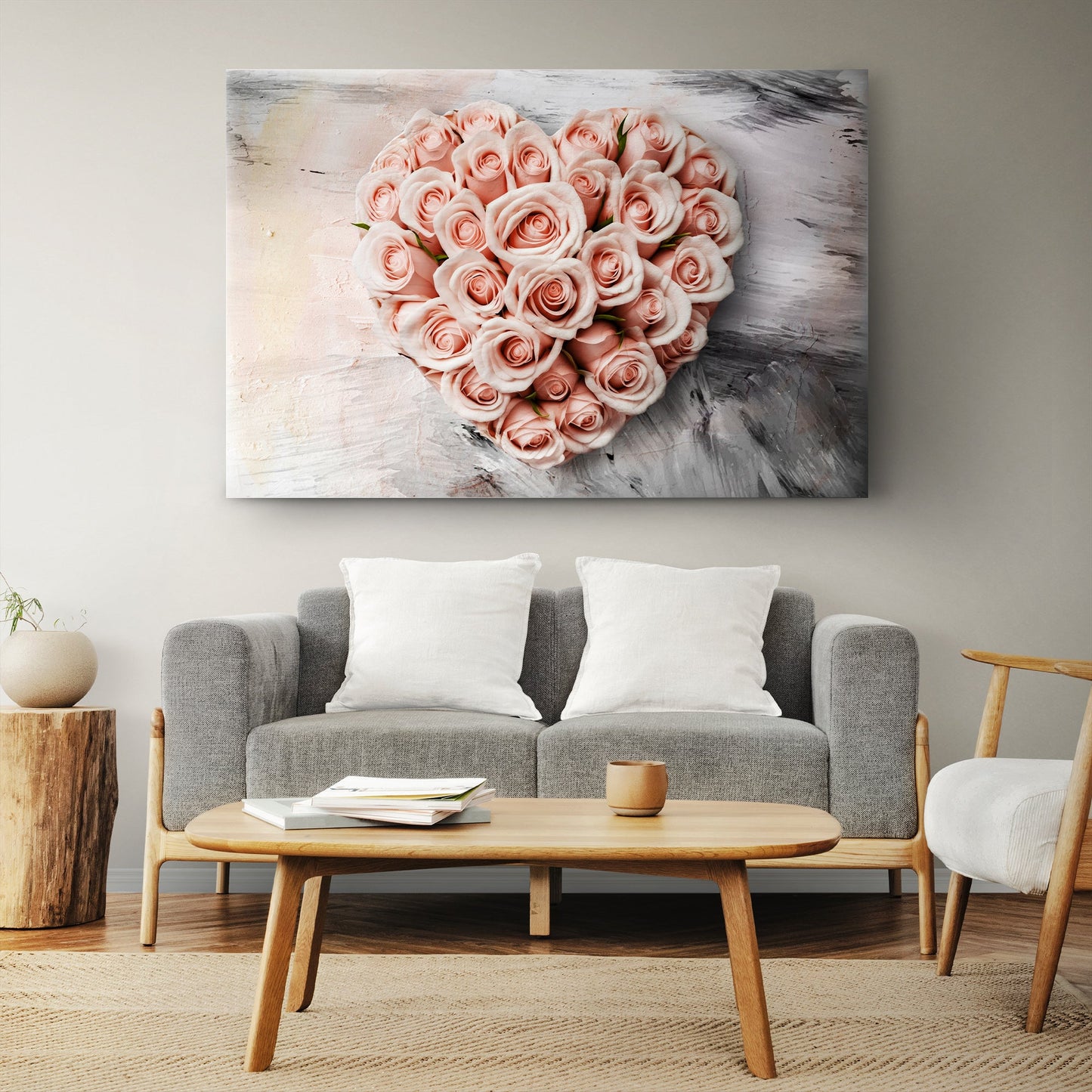 Floral Heart Canvas Wall Art - Botanical Art
