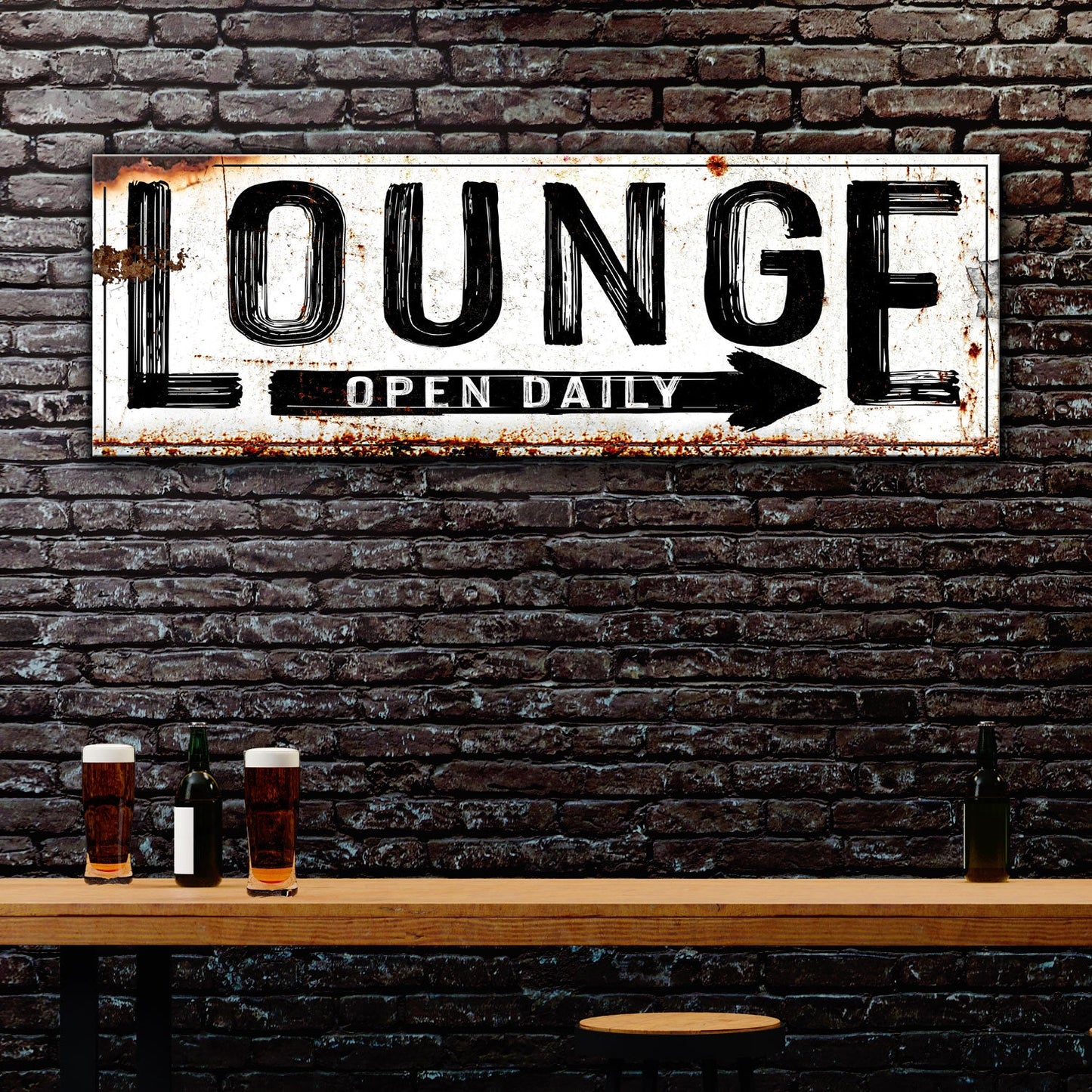 Open Daily Lounge Rustic Sign Canvas Wall Art