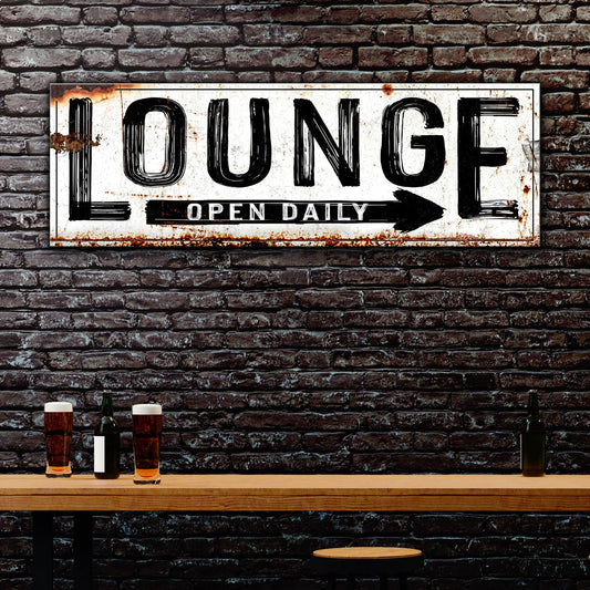 Open Daily Lounge Rustic Sign Canvas Wall Art