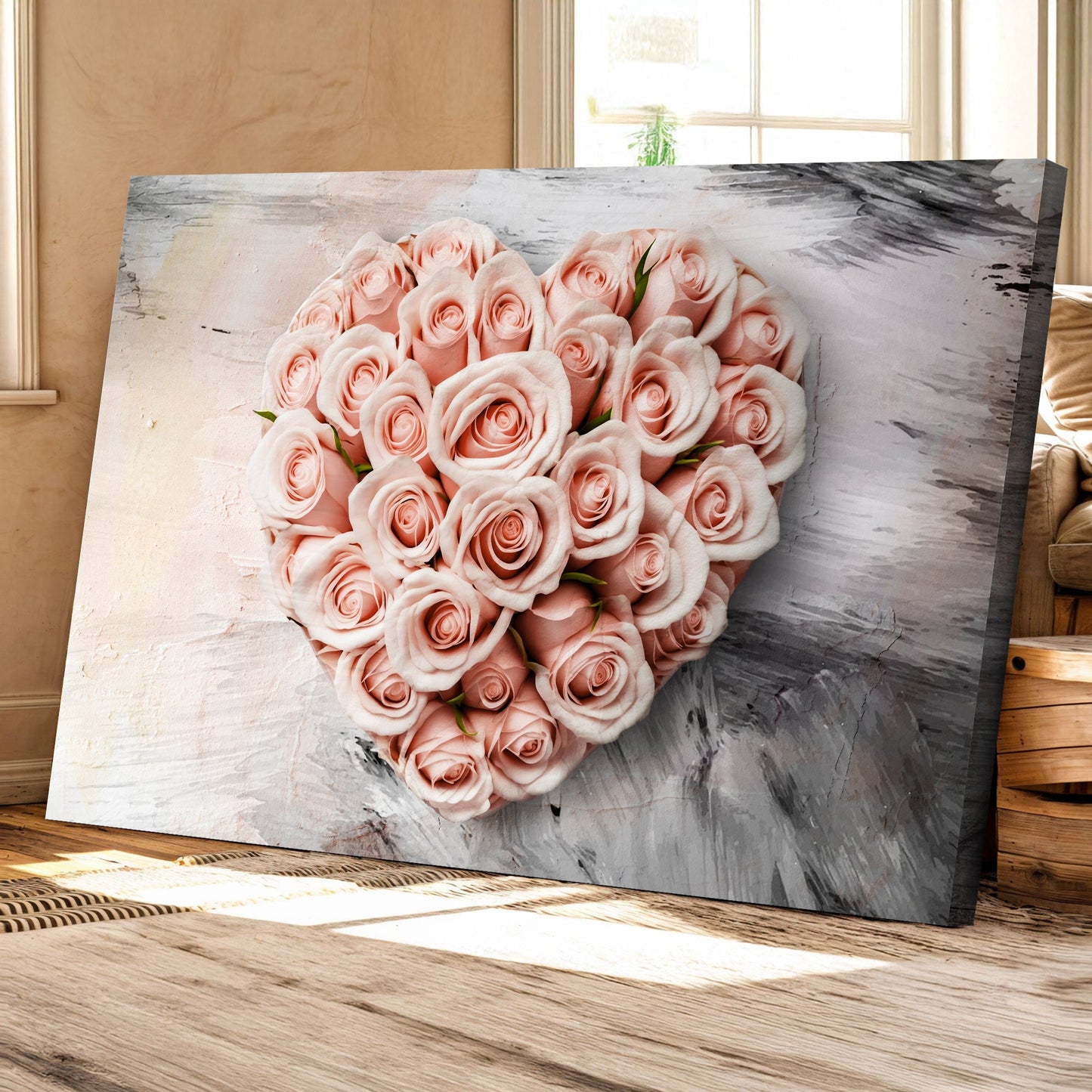 Floral Heart Canvas Wall Art - Botanical Art