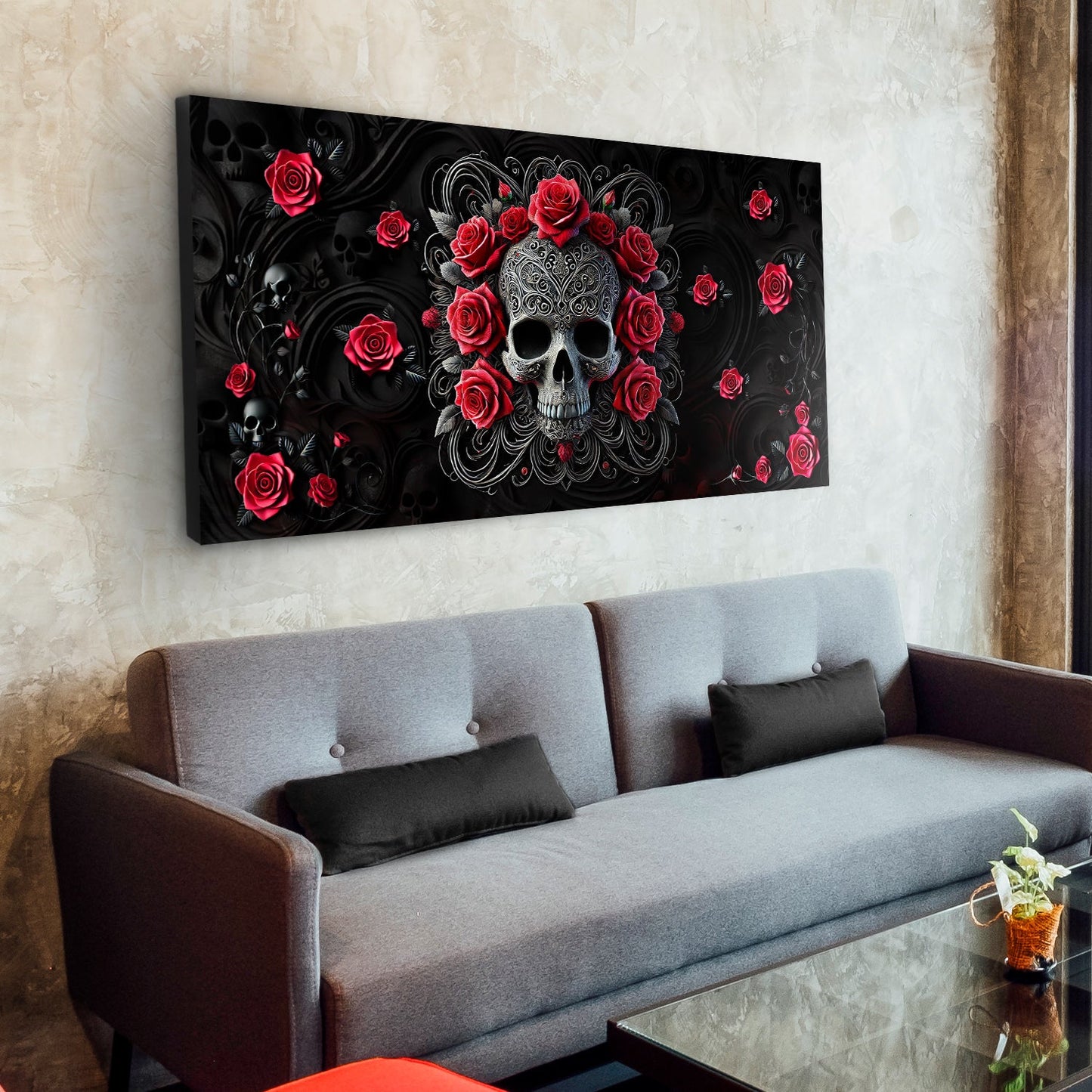 3D Vintage Skull Canvas Wall Art