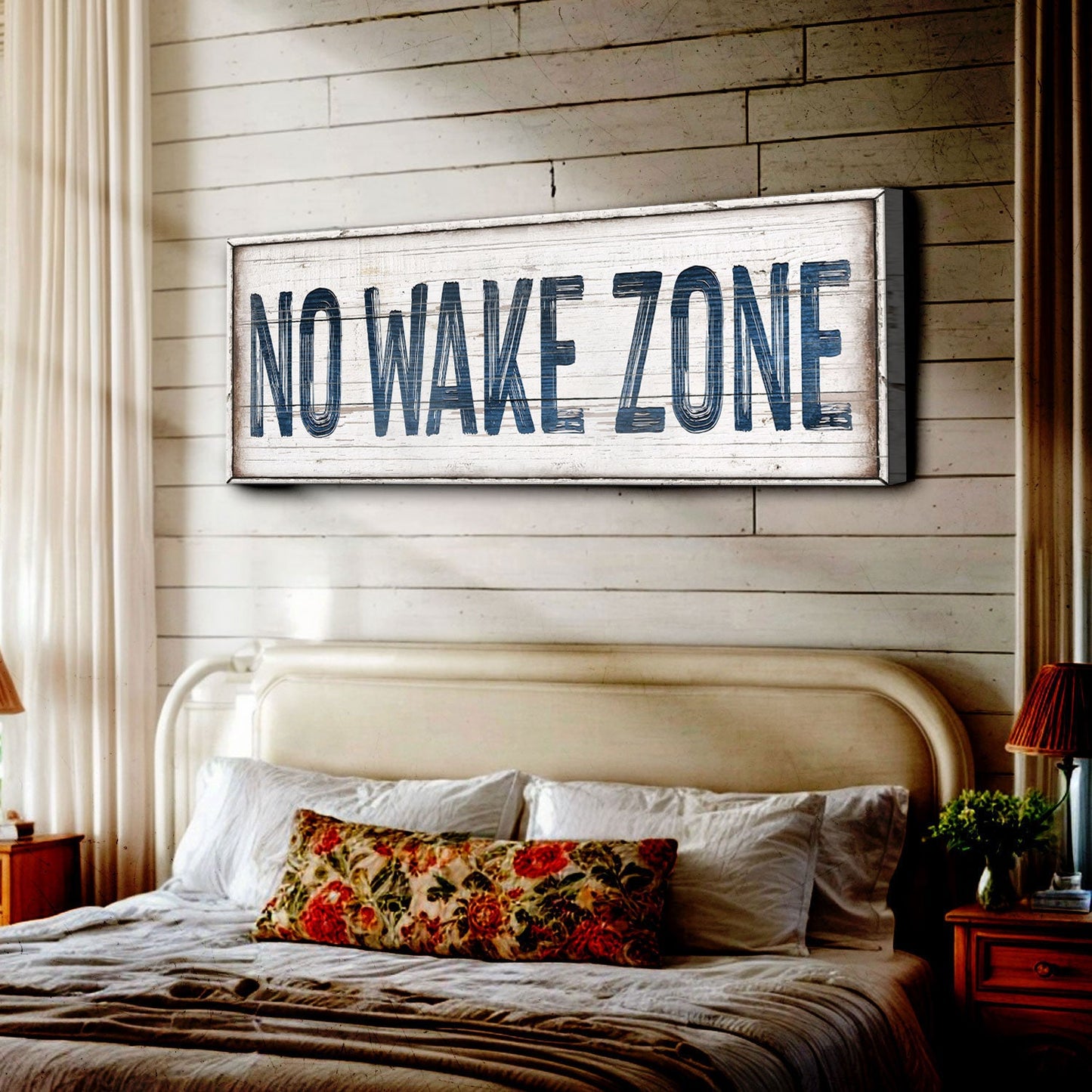 No Wake Zone Lake House Canvas Wall Sign