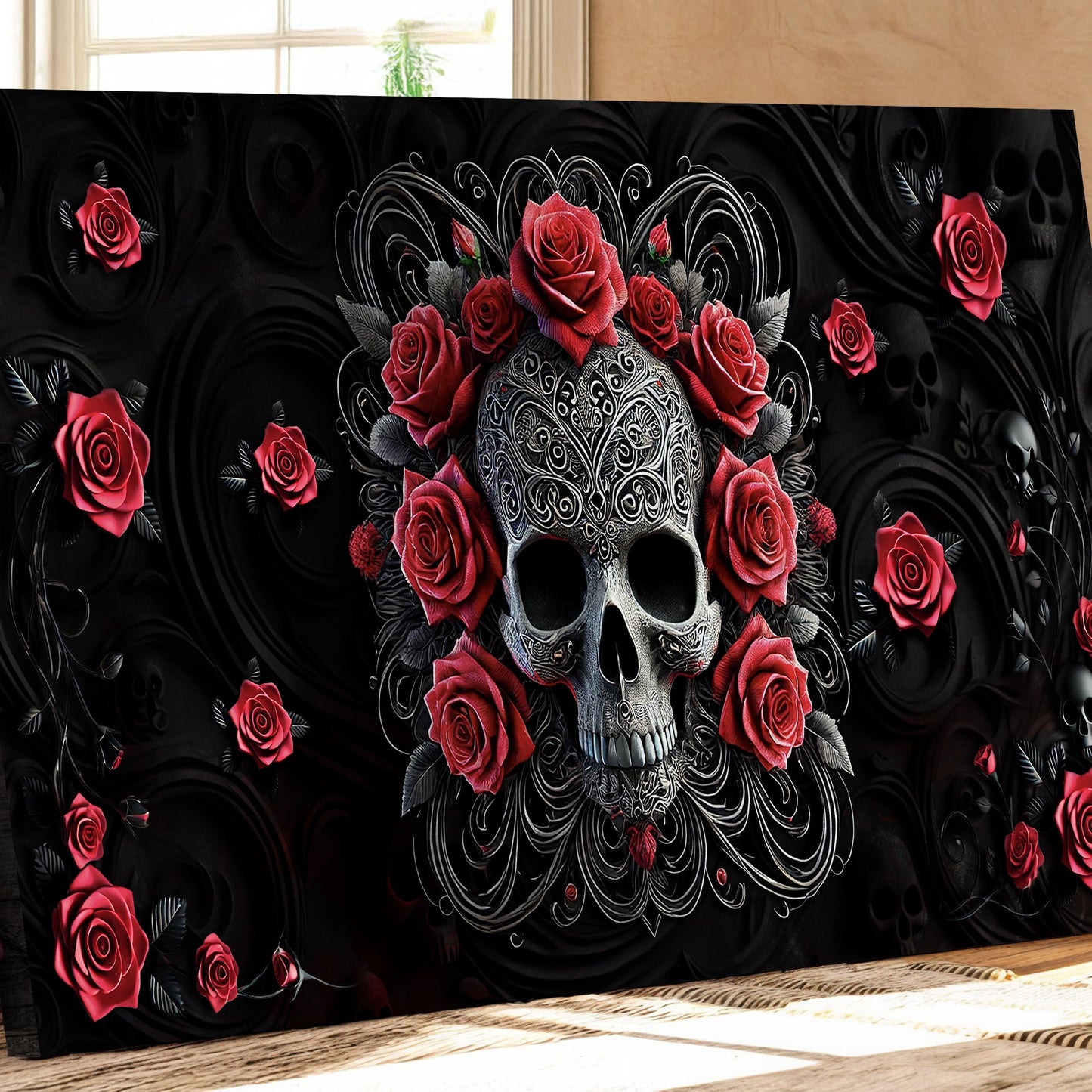 3D Vintage Skull Canvas Wall Art