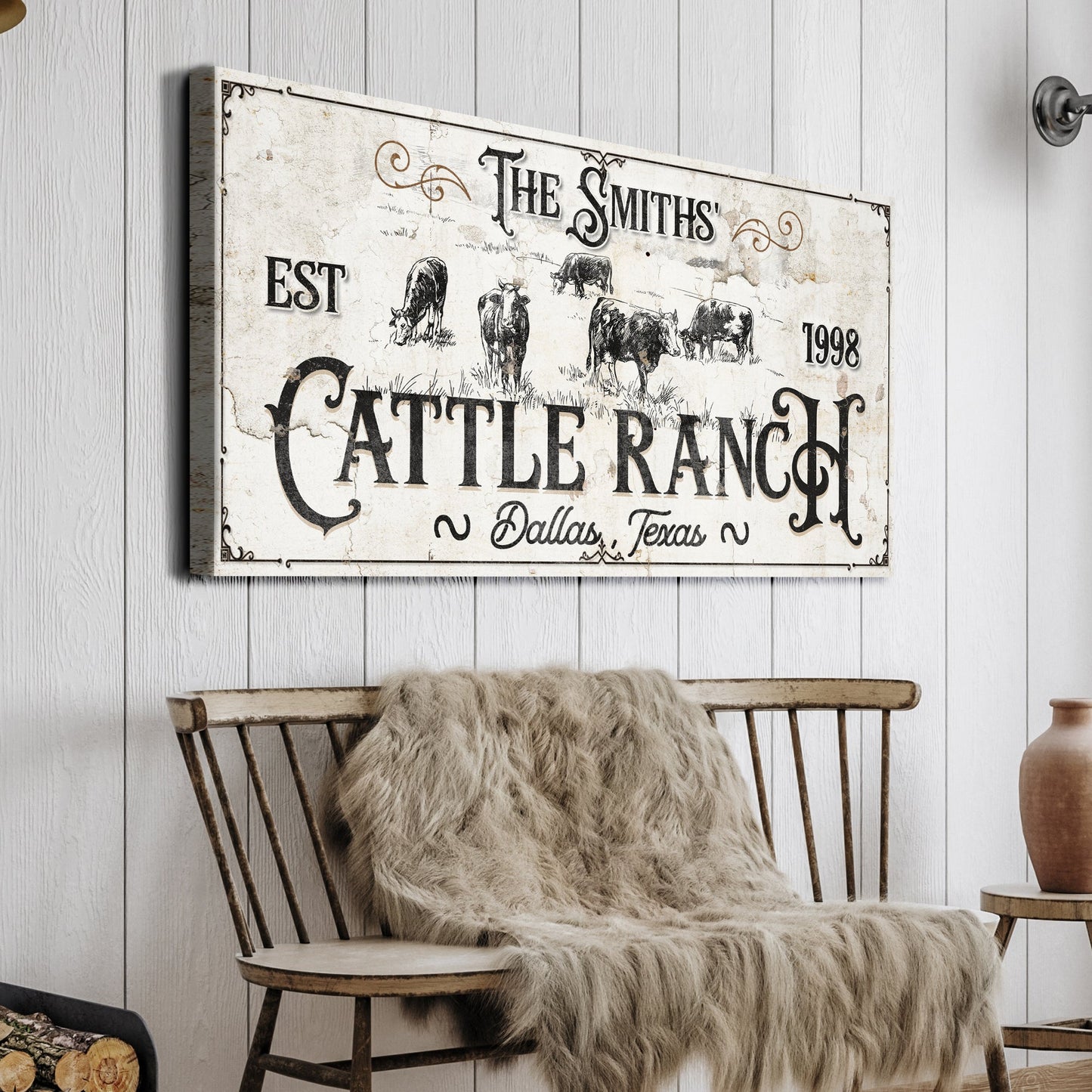 Branded Cattle Ranch Vintage Sign Canvas