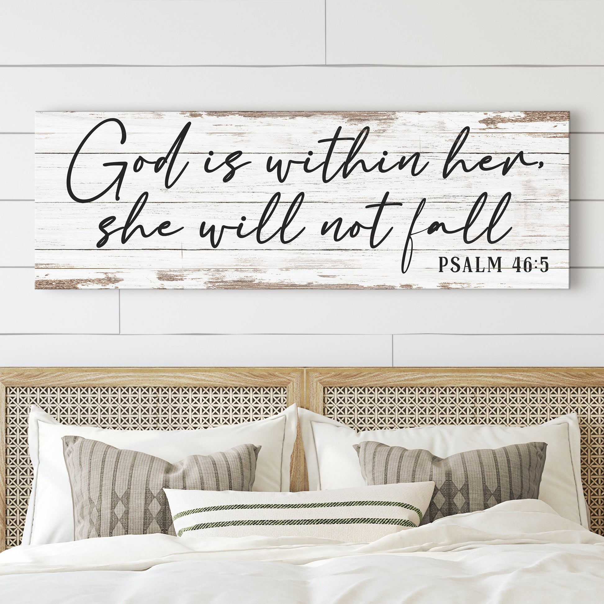 Psalm 46:5 God Is Within Her She Will Not Fall inspirational faith canvas wall art