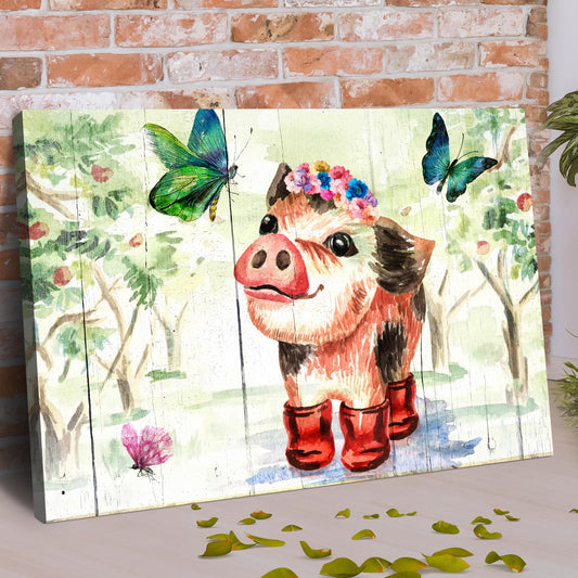 Cute Pig Canvas Wall Art