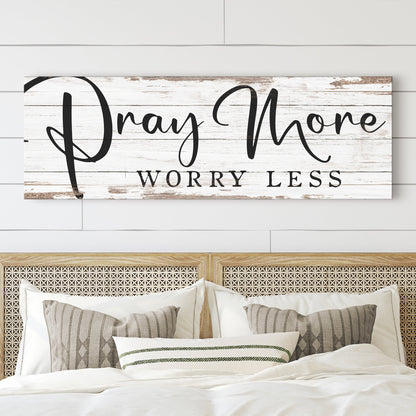 Pray More Worry Less faith canvas wall art III — soft typographic Christian decor