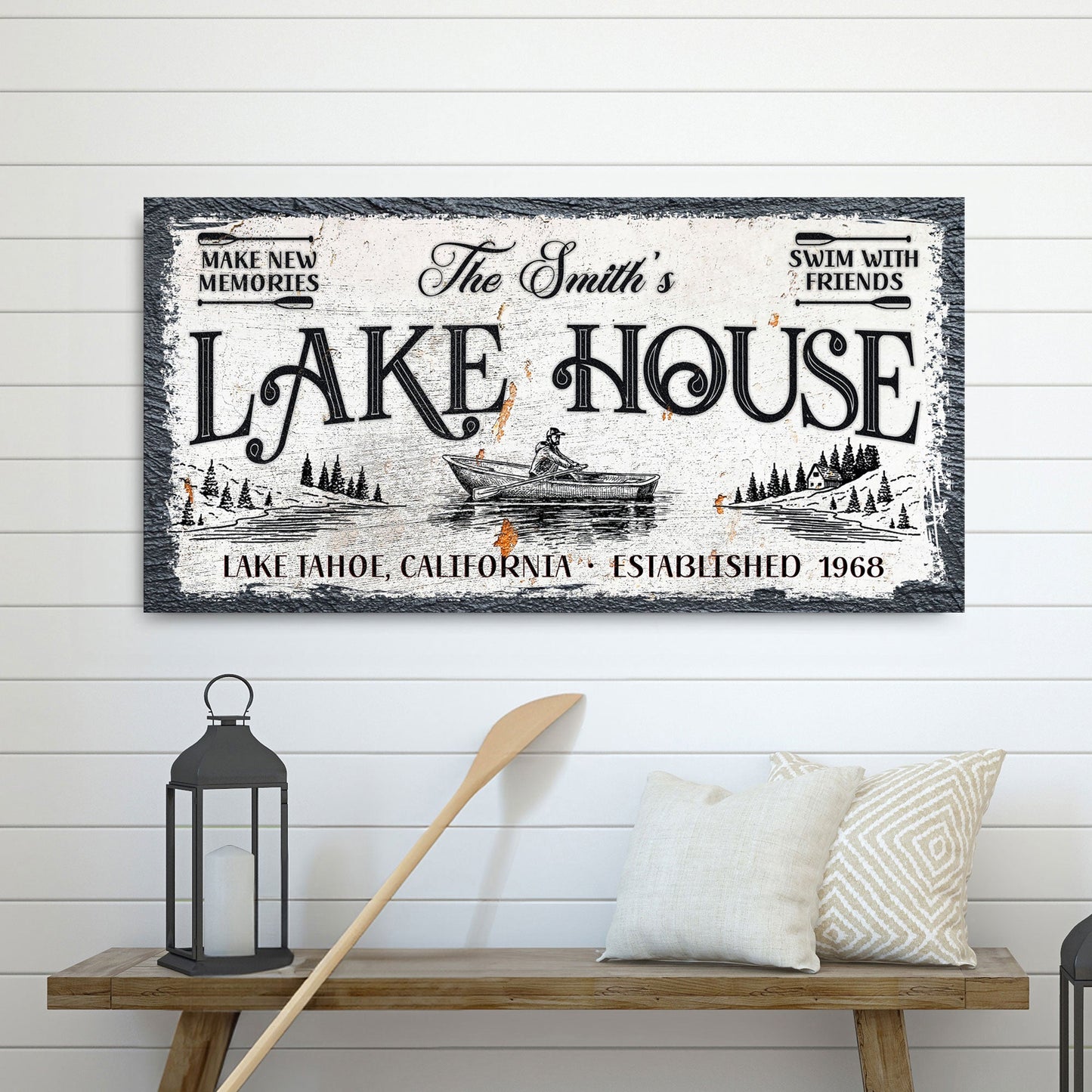 Lake House Sign Canvas Wall Art