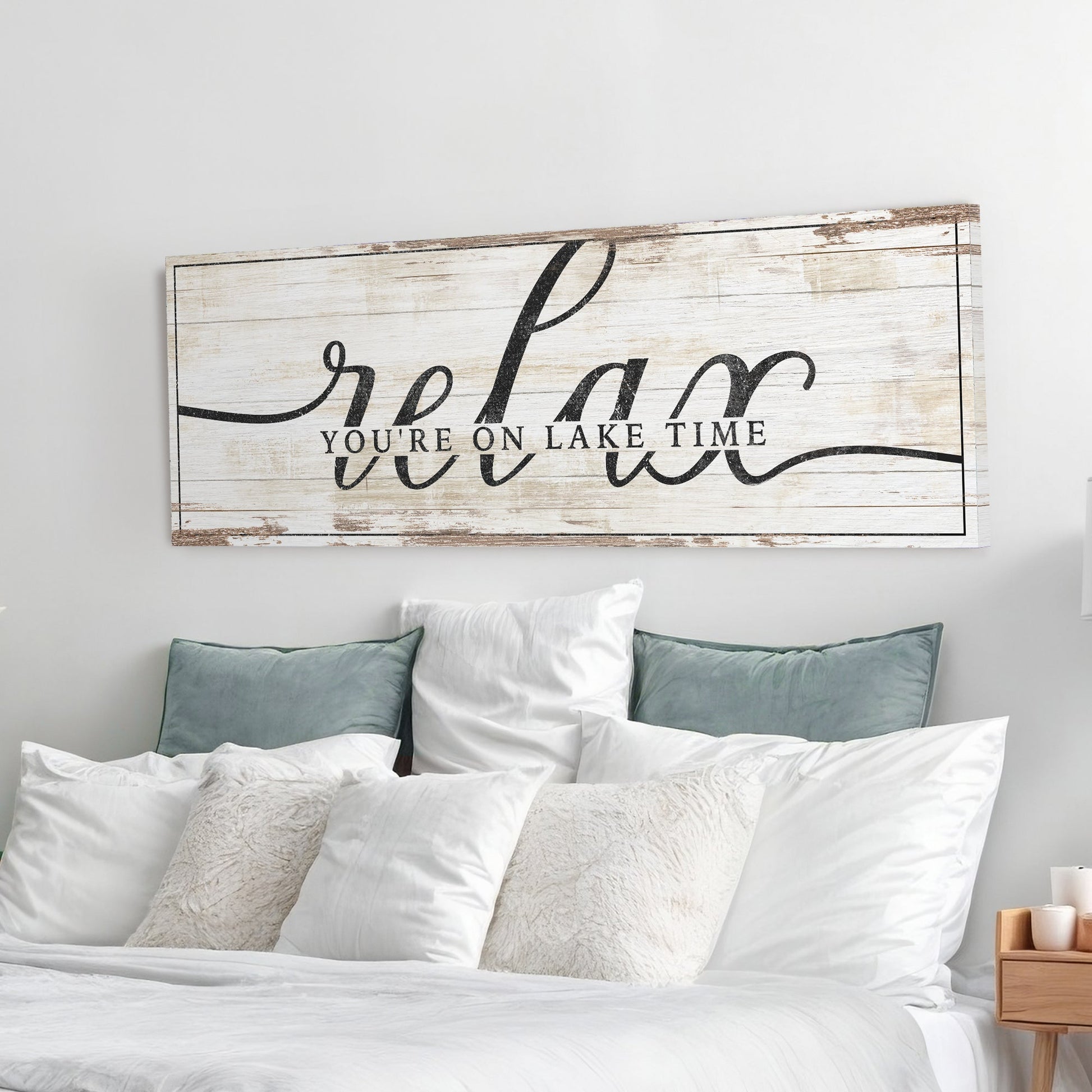 Relax You're on Lake Time canvas sign II for lake cabin wall art