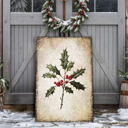 Christmas Holly Wall Art Canvas Print