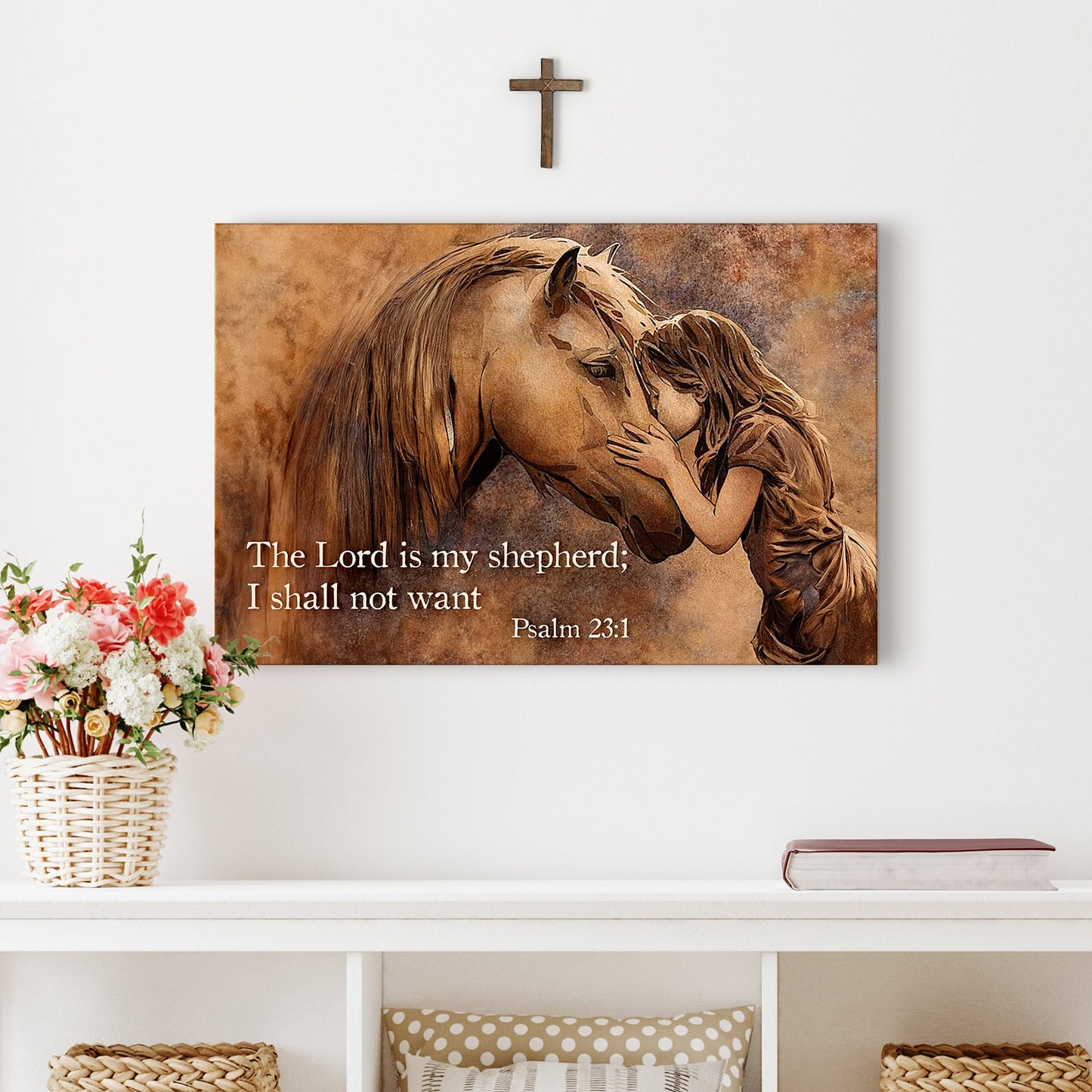 Lord Is My Shepherd Psalm 23 faith canvas VI modern typographic landscape, gallery-wrapped