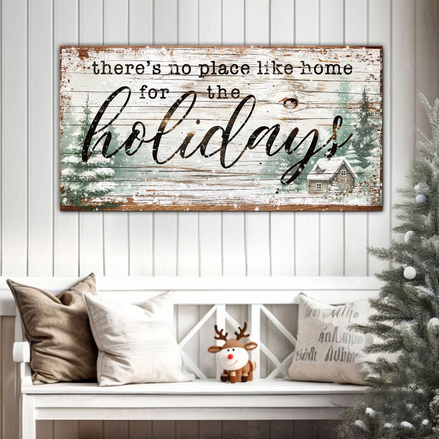 There's No Place Like Home for the Holidays canvas sign - Christmas home decor wall art