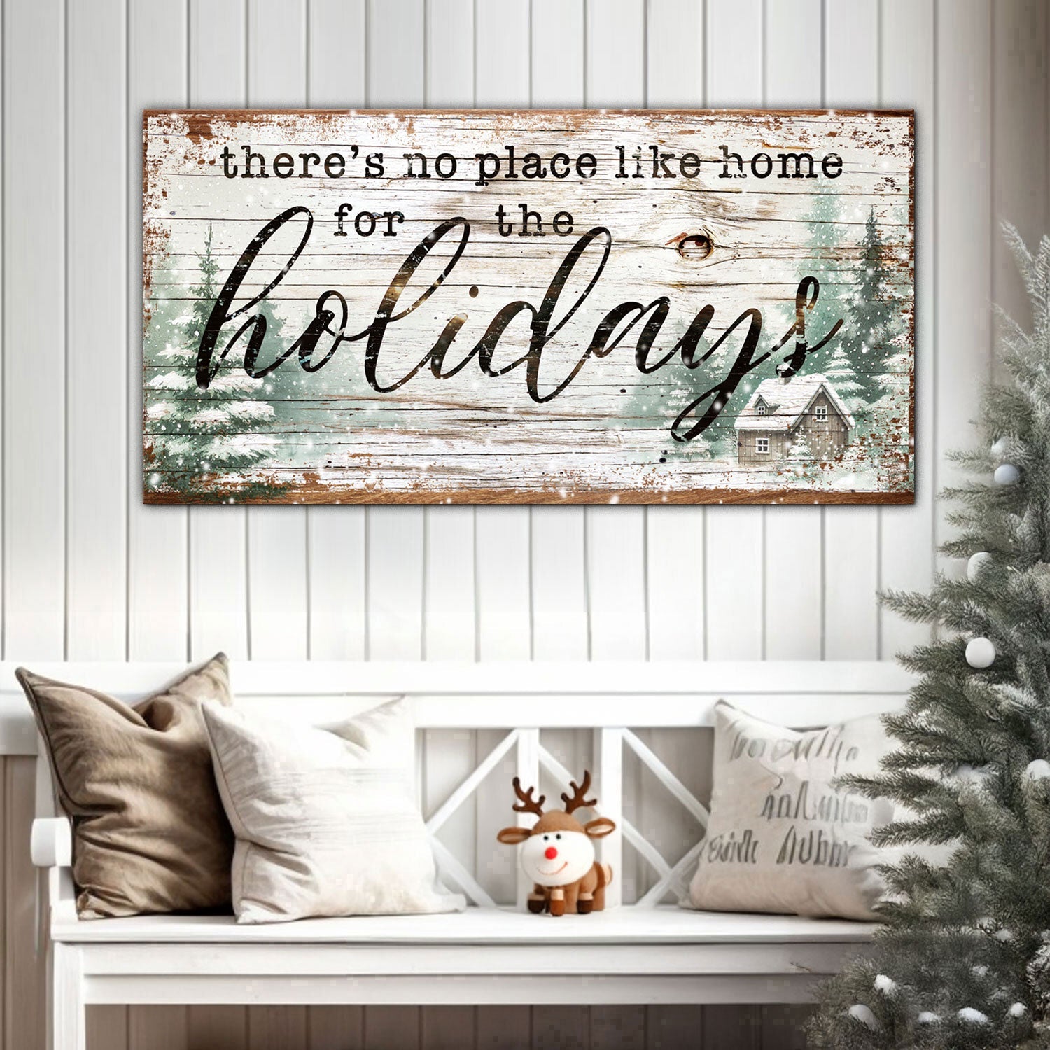 There's No Place Like Home for the Holidays canvas sign - Christmas home decor wall art