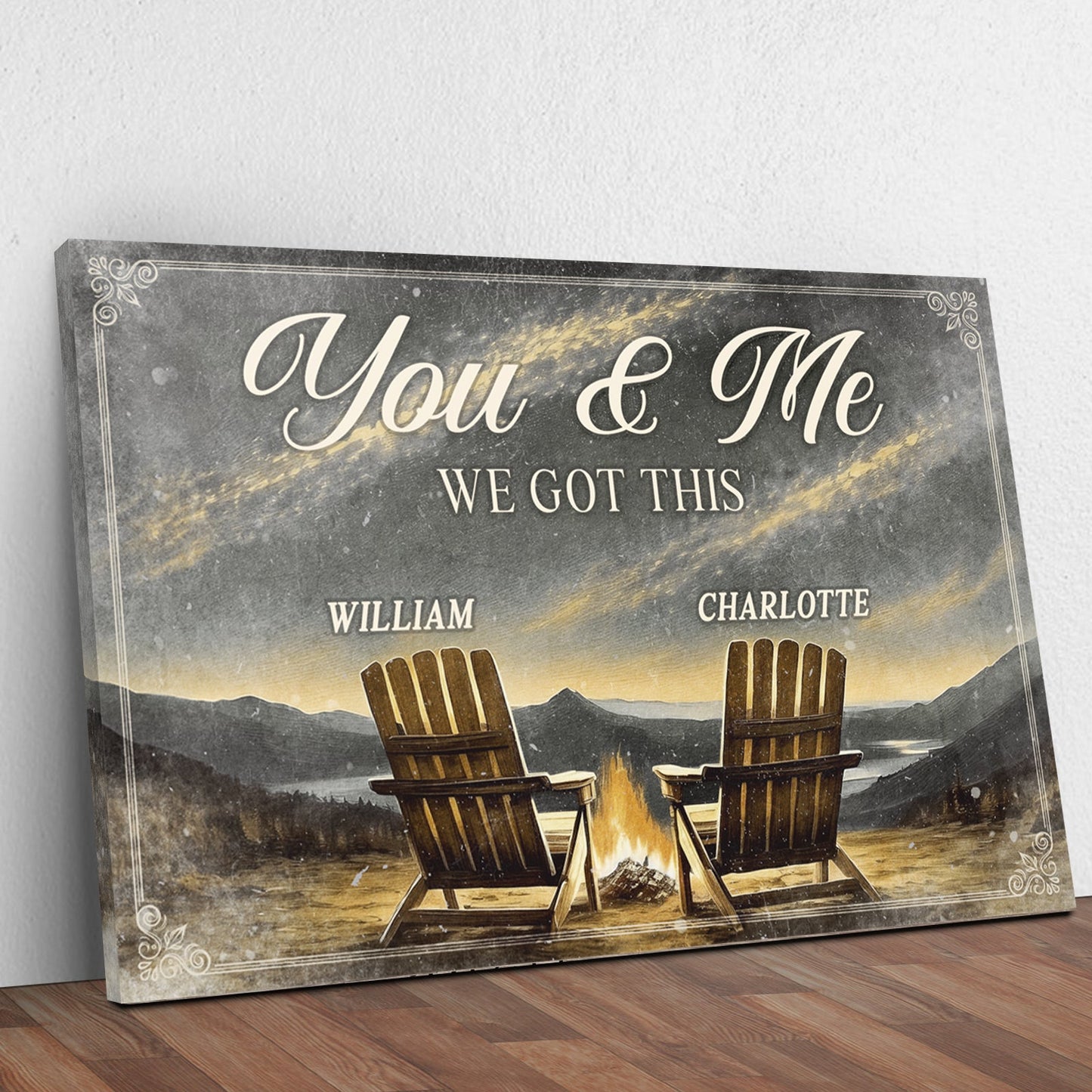 Camping Couple Canvas Wall Art Outdoors Adventure