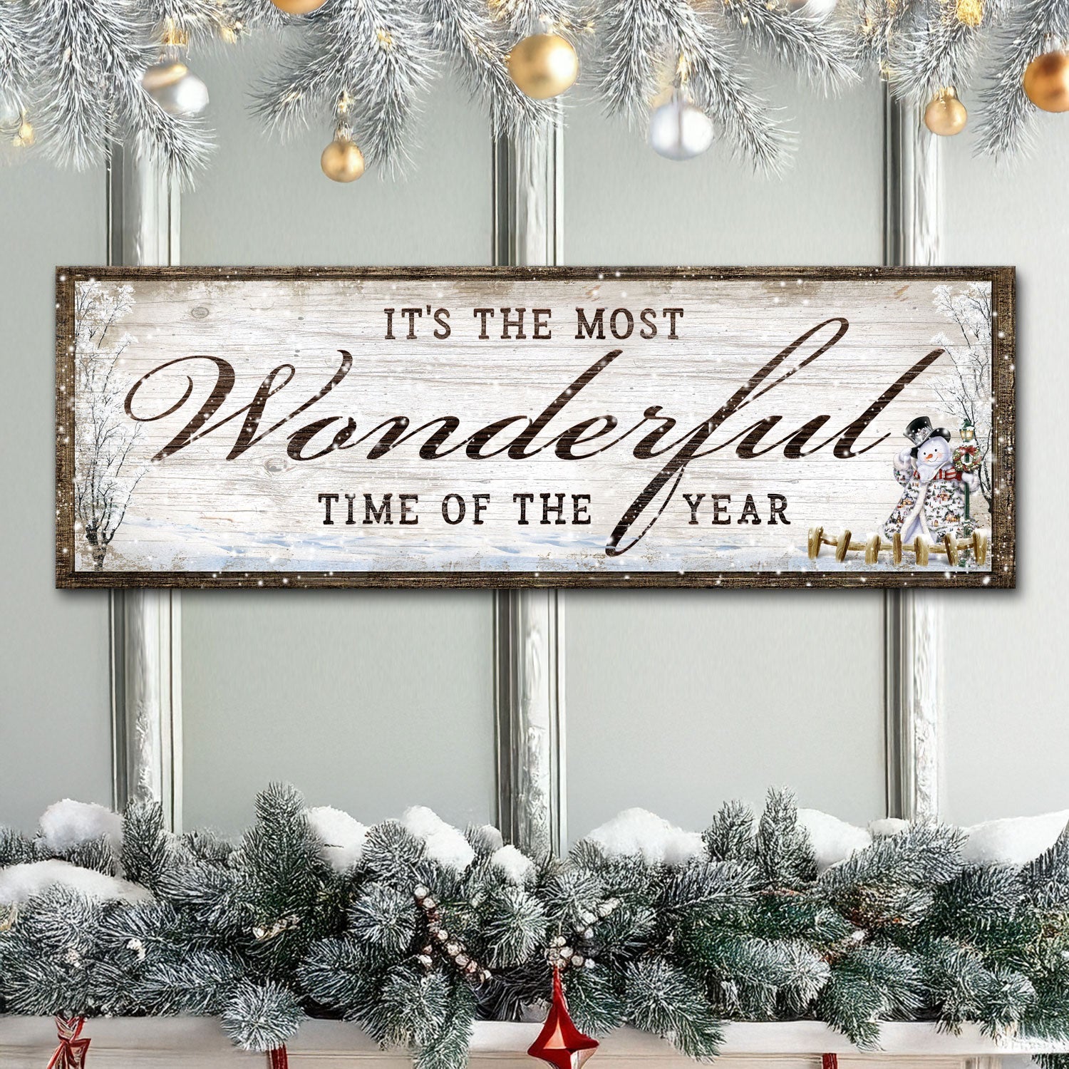 It's the Most Wonderful Time of the Year Christmas canvas wall art tall format
