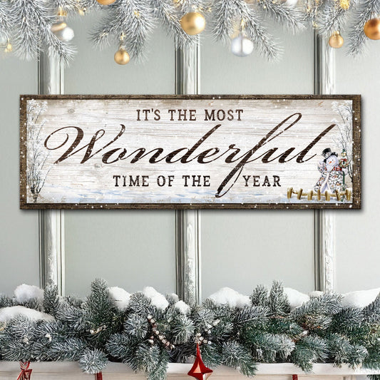 It's the Most Wonderful Time of the Year Christmas canvas wall art tall format