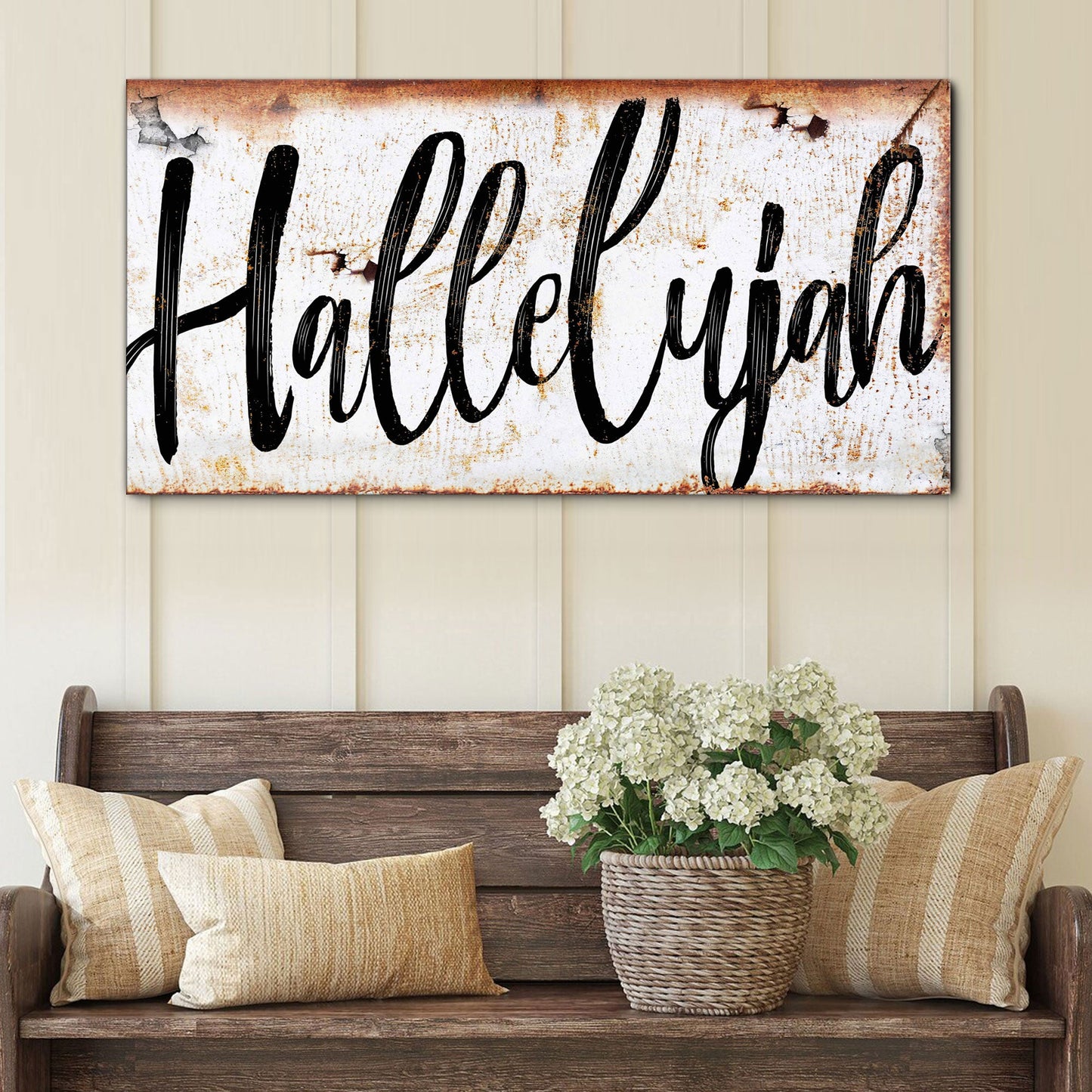 Rustic Hallelujah Faith Canvas Sign