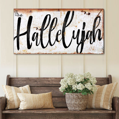 Rustic Hallelujah Faith Canvas Sign