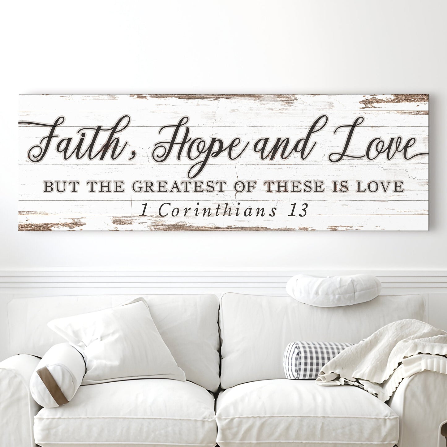 Faith Hope and Love 1 Corinthians 13 Faith Canvas Sign III