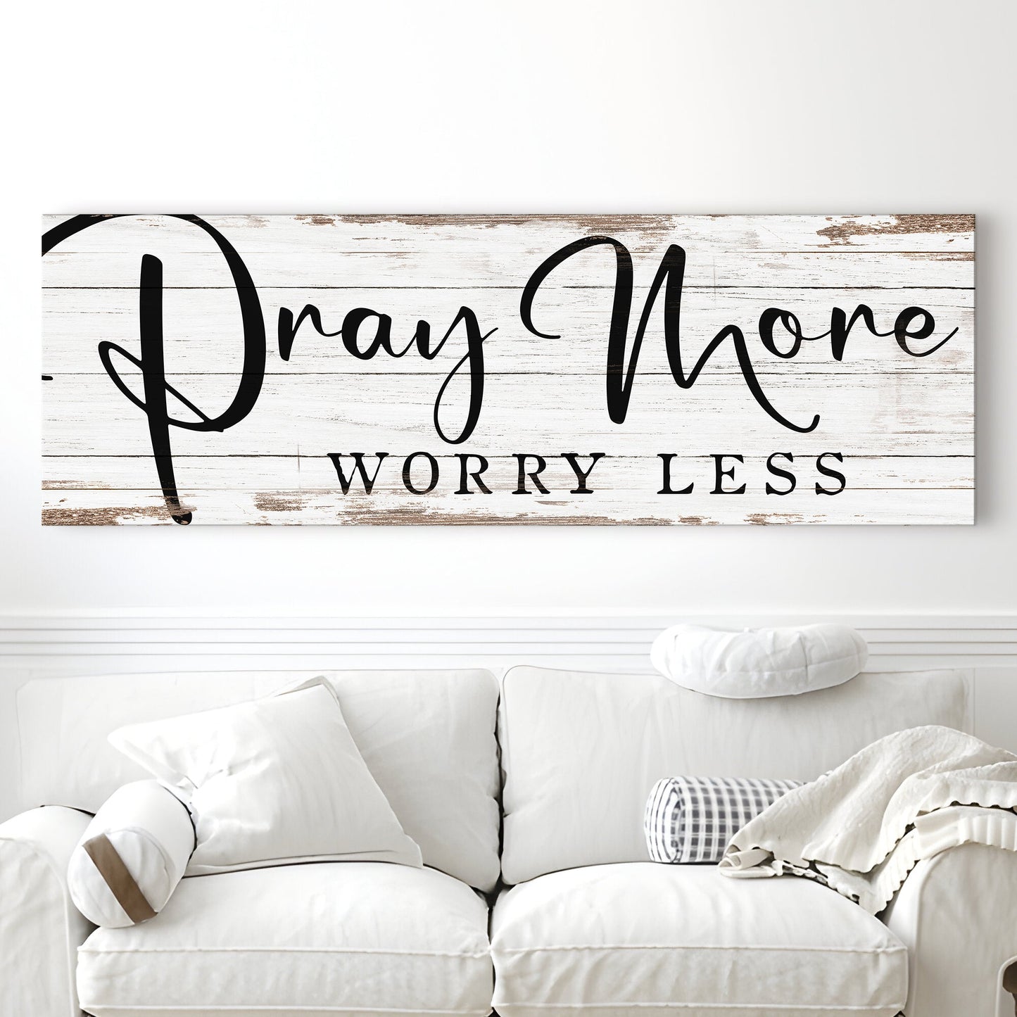 Pray More Worry Less Faith Canvas Wall Art III