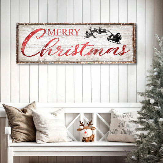 Vintage Merry Christmas Canvas Sign