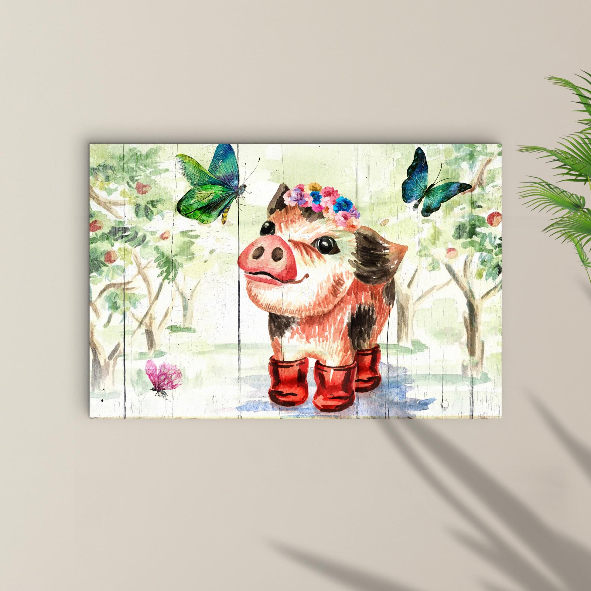 Cute pig canvas wall art adorable pig farmhouse kids room decor