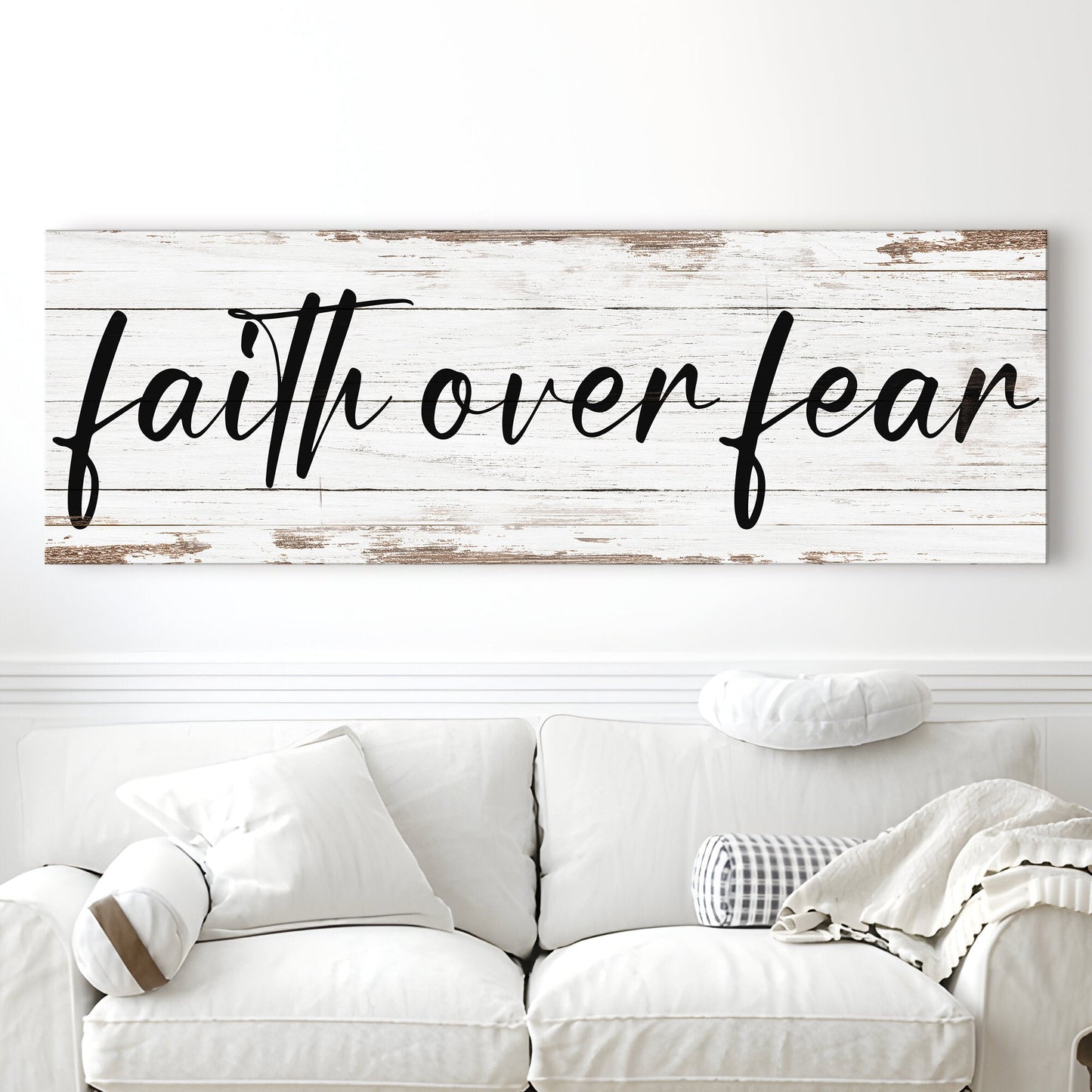 Faith Over Fear Canvas Wall Art Sign III