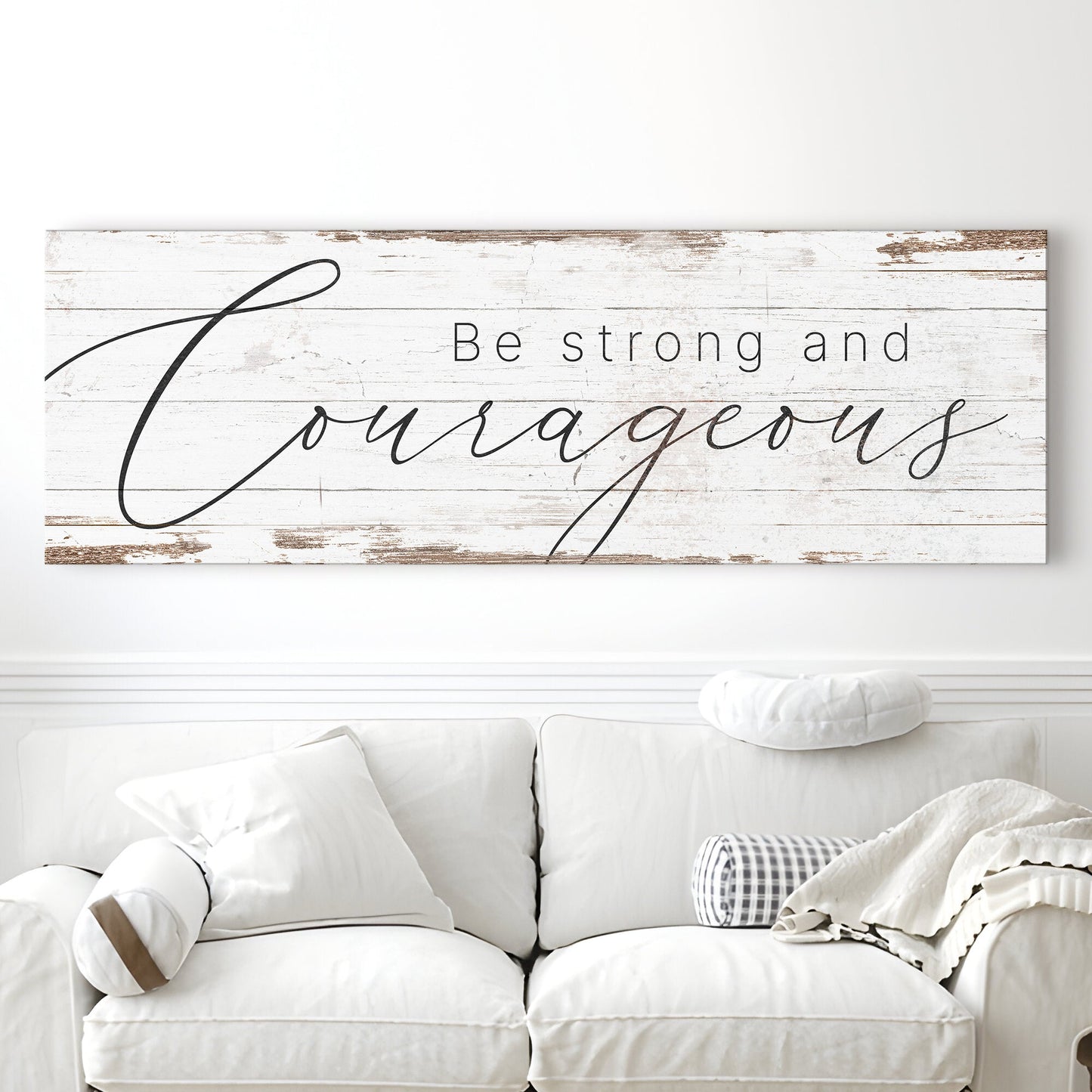 Be Strong And Courageous Faith Sign Canvas Wall Art