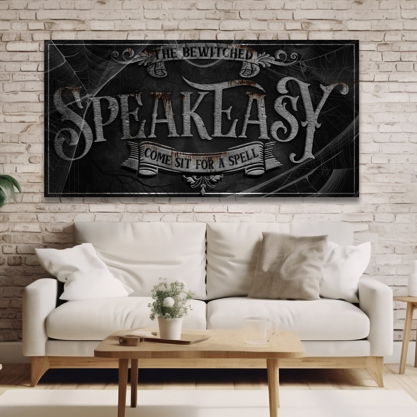 Wicked Witches Graveyard Bar Halloween Canvas Wall Art
