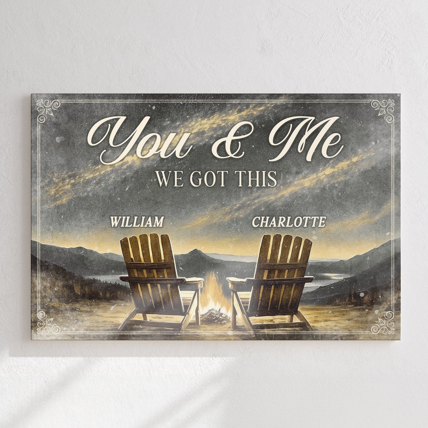 Camping Couple Canvas Wall Art Outdoors Adventure
